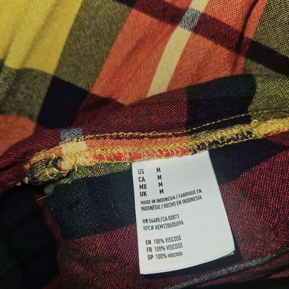 Womens American Eagle Outfitters Boyfriend Fit Plaid Button Down Shirt Size Med - Picture 4 of 7